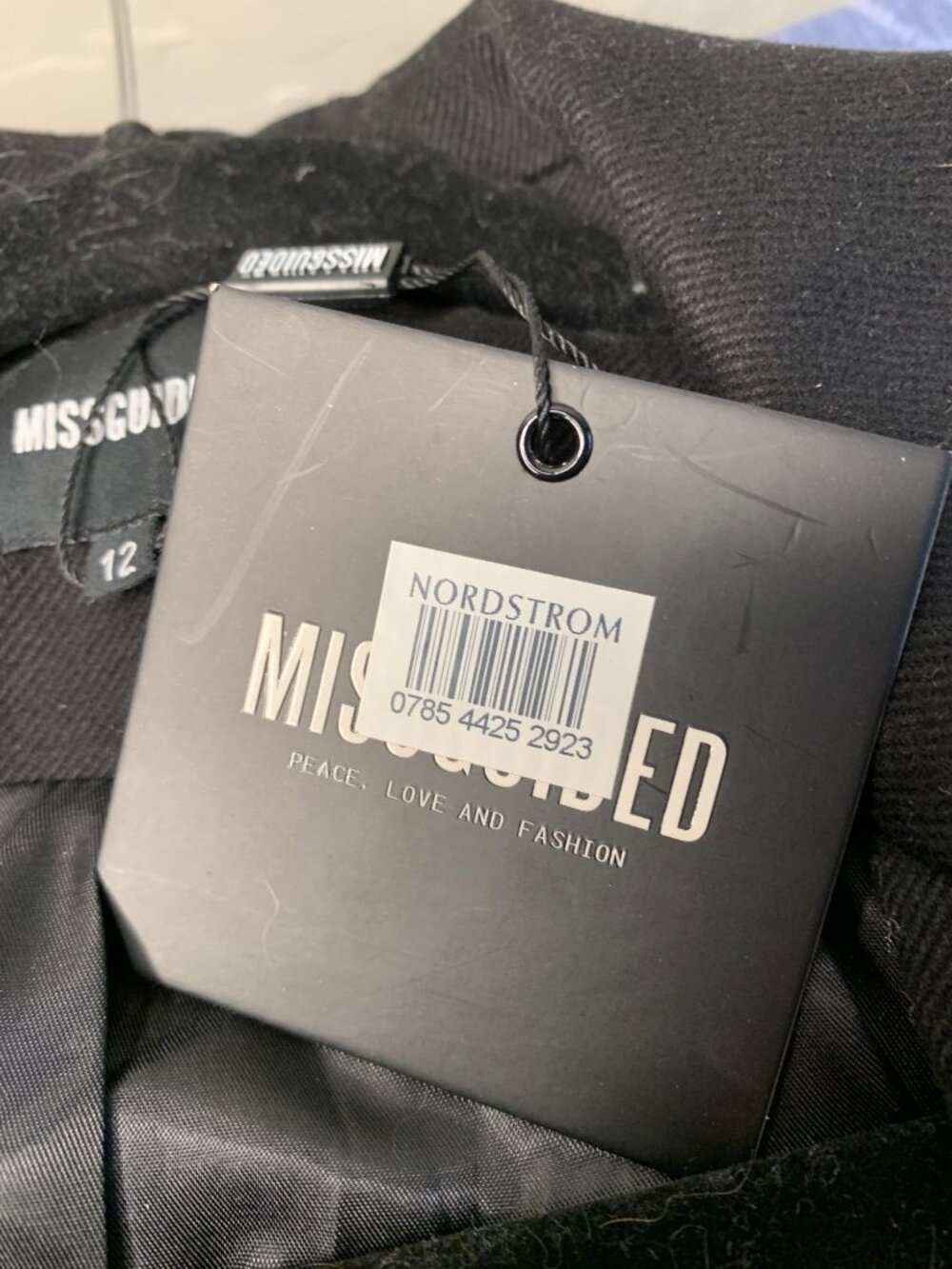 Missguided Black Double-Breasted Longline Coat With Crest Buttons Size 8 US NWT - Picture 10 of 11